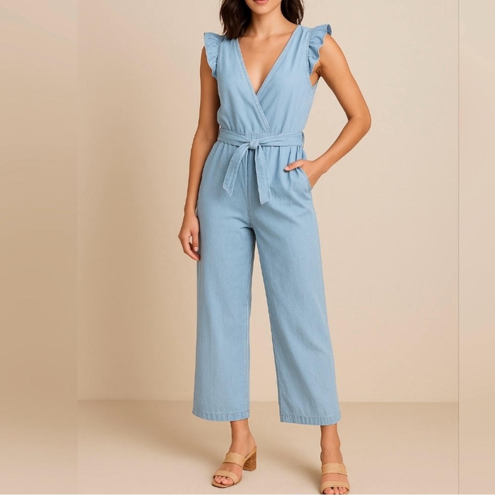 Flutter Sleeve Belted Jumpsuit